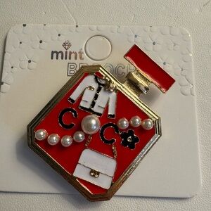 New MINT red perfume bottle brooch